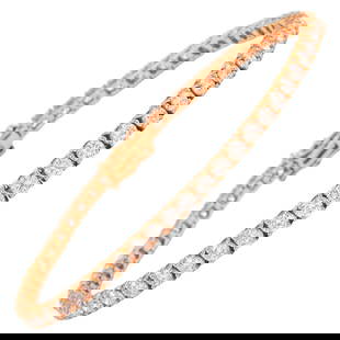 5.62ct F/G Diamond Tennis Bracelet 14k Rose Gold: 5.62ct F/G Diamond Tennis Bracelet 14k Rose Gold This exquisite 5.62ct diamond tennis bracelet is crafted in 14k rose gold, showcasing 57 round brilliant diamonds with an approximate F/G color and VS2