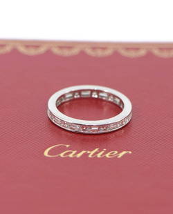 Cartier 950 Platinum Diamond Wedding Band Ring Size 64 11 with Box: Cartier 950 Platinum Diamond Wedding Band Ring Size 64 11 with Box This exquisite Cartier wedding band ring is crafted from high-quality platinum with a metal purity of 950, showcasing a stunning diam