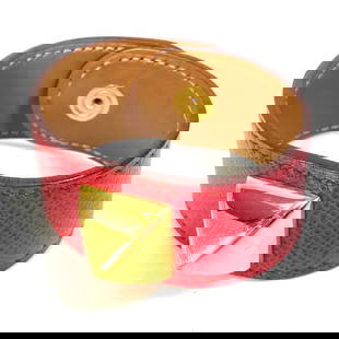 Hermes Red Leather Bangle Bracelet 7.3inch for Women: Hermes Red Leather Bangle Bracelet 7.3inch for Women This exquisite Hermes bangle bracelet features a striking red leather design that adds a bold touch to any outfit. Tailored for women, it boasts a