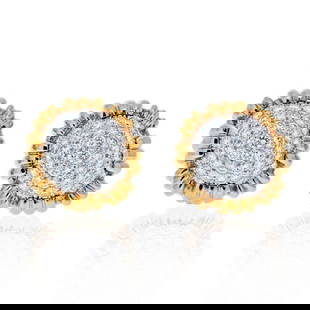David Webb 18K Yellow Gold Diamond Clip Earrings 7 Carats Pave Set: David Webb 18K Yellow Gold Diamond Clip Earrings 7 Carats Pave Set These stunning clip earrings by David Webb feature a unique button shape, beautifully designed with a combination of platinum and 18K
