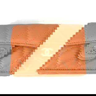 Chanel AP0230 CC Mark Orange Leather Tri-Fold Wallet 3.9x2.8 inches: Chanel AP0230 CC Mark Orange Leather Tri-Fold Wallet 3.9x2.8 inches Introducing the Chanel AP0230 CC Mark Compact Tri-fold Wallet in a vibrant orange hue, designed for women who appreciate luxury and