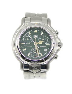 TAG Heuer 6000 Chronograph Stainless Steel Watch Green Dial CH1112: TAG Heuer 6000 Chronograph Stainless Steel Watch Green Dial CH1112 This TAG Heuer 6000 Chronograph wristwatch combines precision and style. Featuring a durable stainless steel case and band, it showca