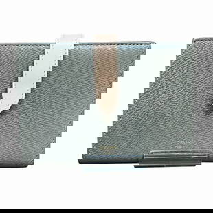 Celine Bi-fold Medium Wallet Gray Pink Leather Women: Celine Bi-fold Medium Wallet Gray Pink Leather Women This CELINE Medium Strap Wallet is a stylish bi-fold wallet designed for women, crafted from high-quality leather. It features a chic combination o