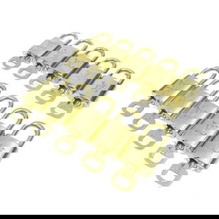 LOUIS VUITTON Gold Padlock & Key Charm 10 Piece Set: LOUIS VUITTON Gold Padlock & Key Charm 10 Piece Set Enhance your luxury collection with this exquisite LOUIS VUITTON Padlock & Key Bag Accessories Charm 10 Piece Set. This stunning set features a vibr