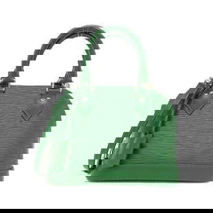 Louis Vuitton Epi Alma BB Handbag Borneo Green Leather: Louis Vuitton Epi Alma BB Handbag Borneo Green Leather Introducing the Louis Vuitton Epi Alma BB handbag, a perfect blend of style and practicality. Crafted from high-quality leather in a stunning Bor