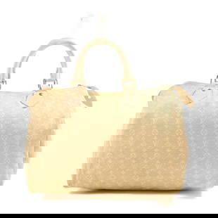 LOUIS VUITTON Speedy 30 M95319 Beige Monogram Mini Lin Handbag: LOUIS VUITTON Speedy 30 M95319 Beige Monogram Mini Lin Handbag This LOUIS VUITTON Speedy 30 Handbag (M95319) showcases a stylish monogram mini lin design in a sophisticated beige color. Crafted from d