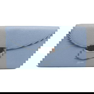 Celine Trotter Large 107853APM Women's Bi-Fold Wallet Light Blue Gray 10.5cm x 20cm: Celine Trotter Large 107853APM Women's Bi-Fold Wallet Light Blue Gray 10.5cm x 20cm Discover the elegance of the Celine Trotter Large 107853APM long wallet, designed for women. Crafted in Italy from h