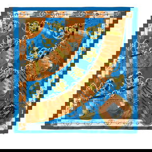 Hermes Carre 90 Cliquetis Kachikachi Blue Silk Scarf 90cm x 90cm: Hermes Carre 90 Cliquetis Kachikachi Blue Silk Scarf 90cm x 90cm This exquisite Hermes Carre 90 scarf features the vibrant Cliquetis Kachikachi sword pattern in a stunning blue and multicolor design.