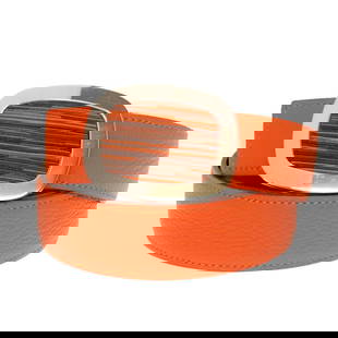Hermes Vibrato Leather Belt Women Orange Brown 3cm: Hermes Vibrato Leather Belt Women Orange Brown 3cm This stylish belt by Hermes features a vibrant combination of orange and brown leather, designed for women. With a width of 3cm (1.18 inches), it is