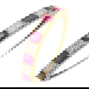 18K Yellow Gold Ruby Diamond Ring US #6 by JEWELRY: 18K Yellow Gold Ruby Diamond Ring US #6 by JEWELRY This exquisite Ruby Diamond Ring is crafted from 18K yellow gold, showcasing a stunning red ruby as the main stone. The ring is designed in a classic
