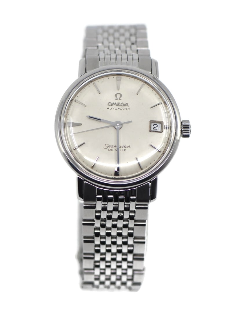 Omega Seamaster DeVille Stainless Steel Automatic Watch 34mm Authentic: Omega Seamaster DeVille Stainless Steel Automatic Watch 34mm Authentic Presenting the Omega Seamaster DeVille, a classic wristwatch renowned for its precision and elegance. This timepiece features a s