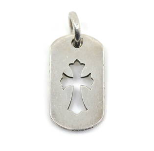 Chrome Hearts 925 Sterling Silver Cross Pendant 29x16mm Authentic: Chrome Hearts 925 Sterling Silver Cross Pendant 29x16mm Authentic This striking Chrome Hearts Sterling Silver Cross Pendant showcases a unique cross design made from high-quality 925 sterling silver,