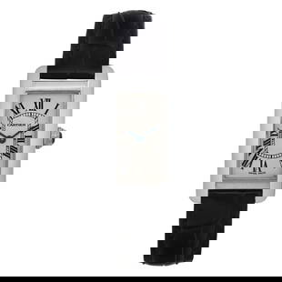 Cartier Tank Americaine 18K White Gold Cream Dial Quartz Watch W2601956: Cartier Tank Americaine 18K White Gold Cream Dial Quartz Watch W2601956 This Cartier Tank Americaine wristwatch features a luxurious design crafted in 18K white gold with a cream dial. The elegant rec