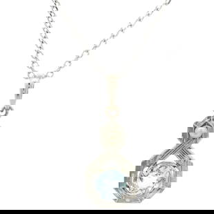 Antique Edwardian 14K Gold Aquamarine Seed Pearl Necklace 18 Inch: Antique Edwardian 14K Gold Aquamarine Seed Pearl Necklace 18 Inch This exquisite Antique Edwardian necklace features a stunning natural aquamarine stone in a round shape, complemented by delicate seed