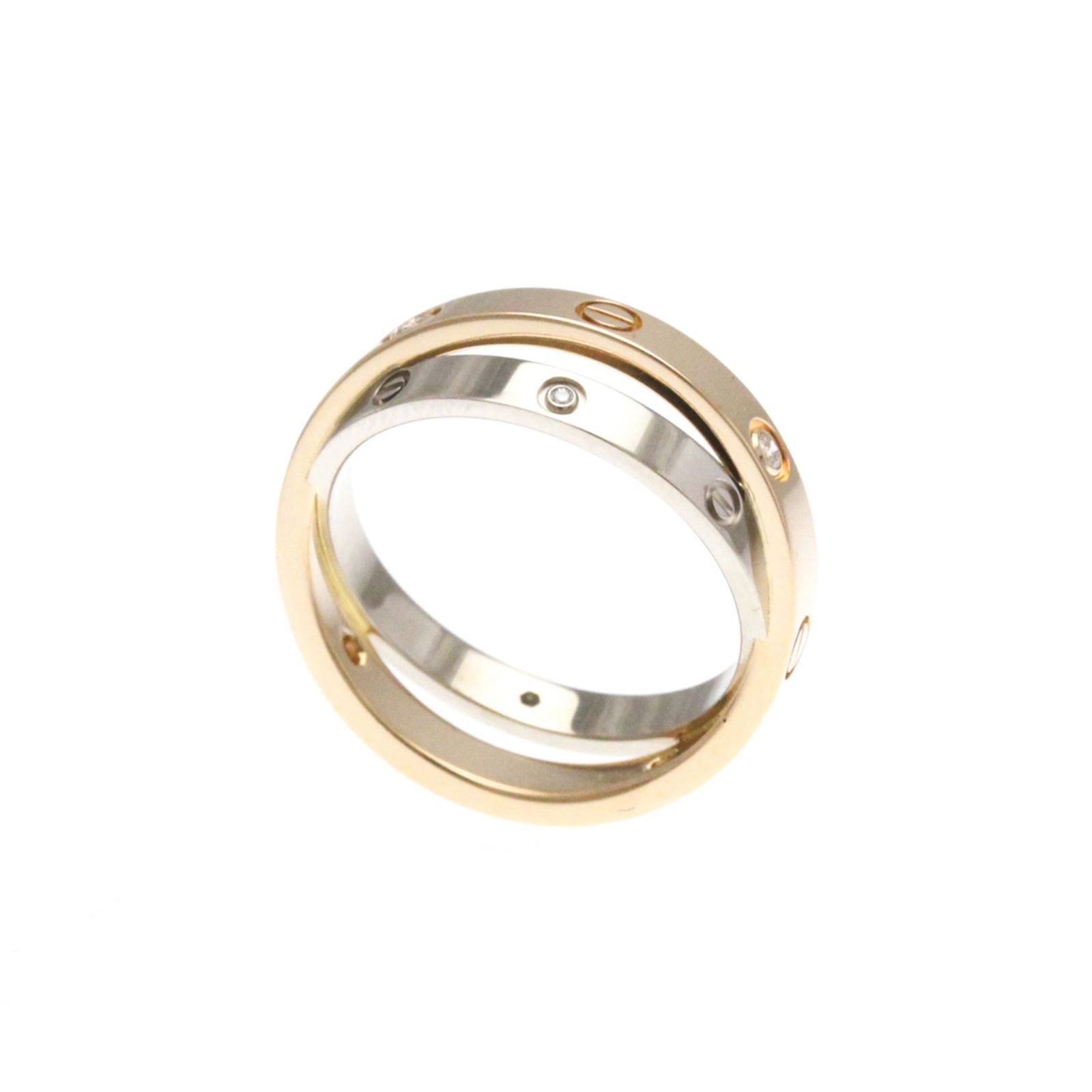 Cartier Be Love 18K Pink Gold White Gold Diamond Band Ring 8mm: Cartier Be Love 18K Pink Gold White Gold Diamond Band Ring 8mm Discover the exquisite Cartier Be Love Ring, a stunning band ring crafted from both pink gold (18K) and white gold (18K). This fashion-fo