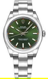Rolex Oyster Perpetual 114200 Ladies Green Dial 2018 with New Style Card