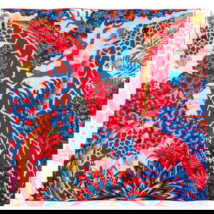 Hermes Three Graces Silk Scarf 35 in NIB Red Blue: Hermes Three Graces Silk Scarf 35 in NIB Red Blue Embrace luxury with this exquisite Hermes Three Graces scarf. Crafted from high-quality silk, this stunning accessory features a vibrant palette of bl
