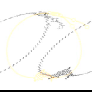 Rachel Koen 18K Yellow Gold Dolphin Chain Bracelet with Diamonds 0.20cttw: Rachel Koen 18K Yellow Gold Dolphin Chain Bracelet with Diamonds 0.20cttw Introducing the exquisite Rachel Koen Diamond Dolphin Chain Bracelet, crafted in luxurious 18K yellow gold. This stunning chai