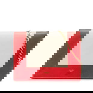 Celine Red Leather Frame Wallet on Chain with Strap: Celine Red Leather Frame Wallet on Chain with Strap Introducing the Celine Leather Frame Wallet on Chain, a stylish accessory crafted from premium leather. This wallet features a chic chain link strap