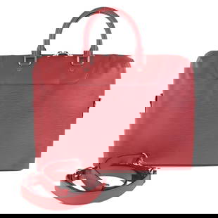 Louis Vuitton Epi Porte-Document Jour Castilian Red Briefcase with Silver Hardware: Louis Vuitton Epi Porte-Document Jour Castilian Red Briefcase with Silver Hardware This sophisticated Louis Vuitton Epi Porte-Document Jour business bag is crafted from high-quality leather in a strik