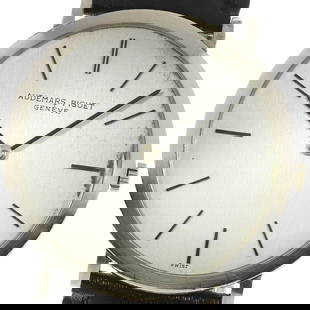 AUDEMARS PIGUET K18WG Men's Watch Silver Dial 34mm Leather Strap: AUDEMARS PIGUET K18WG Men's Watch Silver Dial 34mm Leather Strap Presenting the AUDEMARS PIGUET K18WG Men's Watch, a sophisticated timepiece that showcases the brand's exquisite craftsmanship. This wr