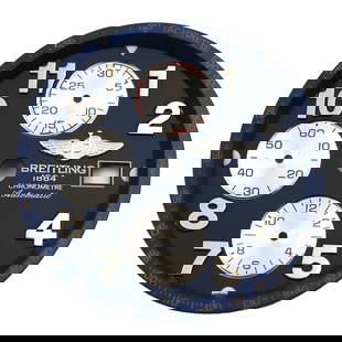 Breitling 32mm Men's Chrono Watch Blue Dial Silver Subdials: Breitling 32mm Men's Chrono Watch Blue Dial Silver Subdials This pre-owned Breitling watch features a striking blue Arabic dial complemented by silver subdials, all housed in a 32mm case designed for