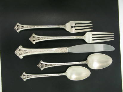 Gorham Classic Bouquet Sterling Silver Flatware 29 Piece Set: Gorham Classic Bouquet Sterling Silver Flatware 29 Piece Set Enhance your dining experience with this exquisite set of Gorham Classic Bouquet Sterling Silver Flatware. This collection includes 29 asso