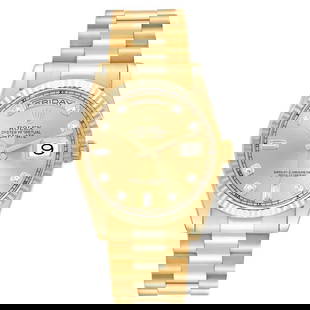 Rolex Daydate 118238 Gold Diamond Dial President Bracelet 2012: Rolex Daydate 118238 Gold Diamond Dial President Bracelet 2012 This stunning Rolex Daydate showcases a luxurious gold diamond dial, set within a fluted bezel and paired with a classic President bracel