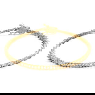 Rachel Koen 14K Yellow Gold Diamond Tennis Bracelet 0.95ctw Engraved Stackable: Rachel Koen 14K Yellow Gold Diamond Tennis Bracelet 0.95ctw Engraved Stackable This stunning prong set round diamond tennis bracelet is crafted from high-quality 14K yellow gold, offering a timeless e