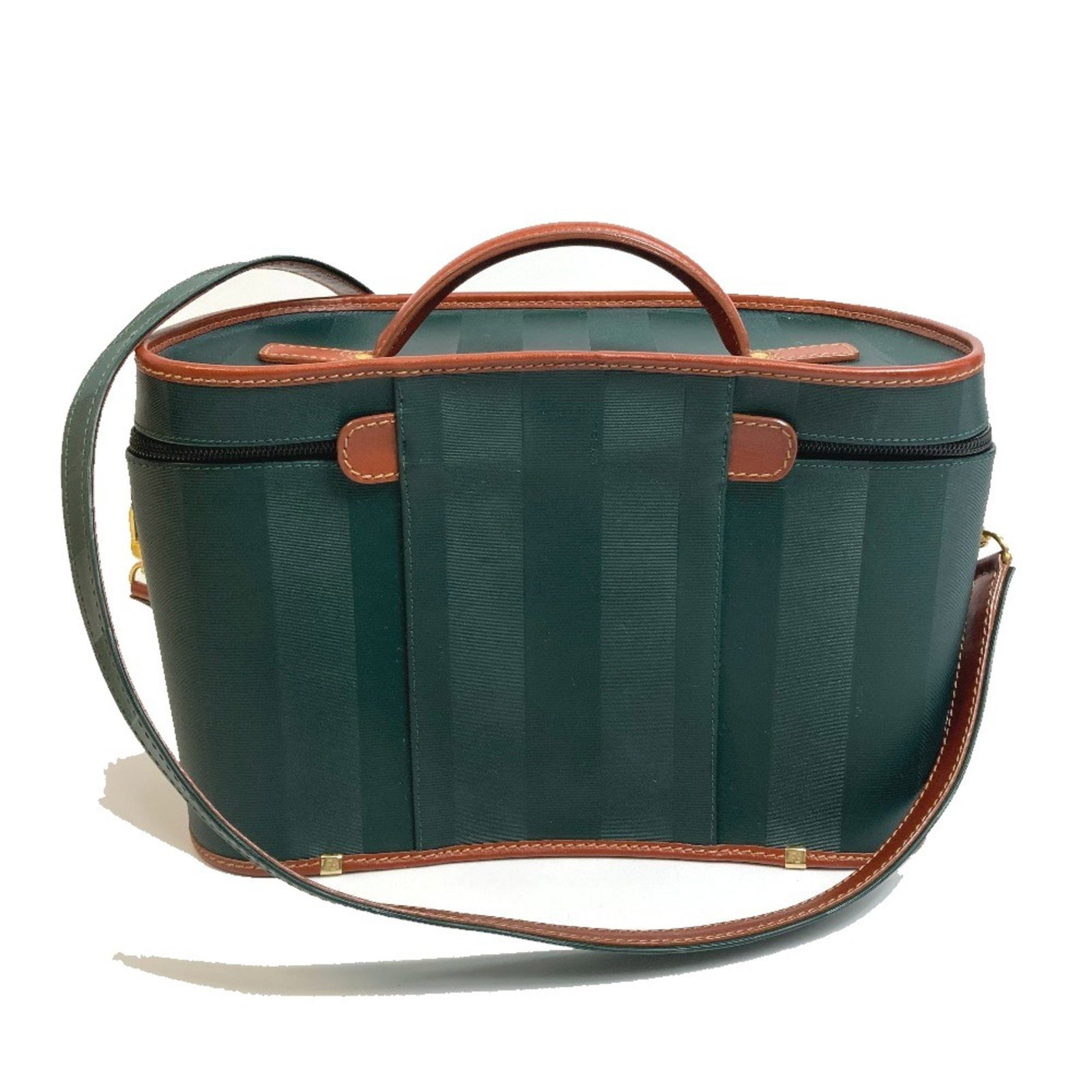 Fendi Pecan 2WAY Handbag Green Brown Leather W30cm H20cm D16cm: Fendi Pecan 2WAY Handbag Green Brown Leather W30cm H20cm D16cm Discover the Fendi Pecan Bag, a stylish 2WAY vanity handbag crafted from high-quality leather. This chic accessory features a vibrant gre