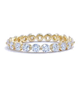 Rachel Koen 14K Yellow Gold Diamond Wedding Band 0.75ct IGI Certified: Rachel Koen 14K Yellow Gold Diamond Wedding Band 0.75ct IGI Certified Introducing a stunning shared single prong diamond wedding band crafted in 14K yellow gold, featuring a total carat weight of 0.75