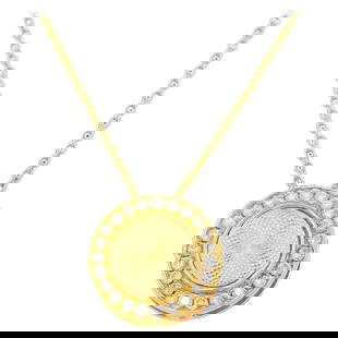 Elegant 14k Yellow Gold Round Diamond Pendant Necklace: Elegant 14k Yellow Gold Round Diamond Pendant Necklace This elegant pendant necklace features a stunning round pendant crafted from 14k yellow gold, showcasing 23 round natural diamonds totaling 0.10