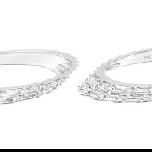 Rachel Koen 14K White Gold Baguette Round Diamond Wedding Band 0.35cttw: Rachel Koen 14K White Gold Baguette Round Diamond Wedding Band 0.35cttw This elegant wedding band features a stunning combination of baguette and round cut diamonds, set in luxurious 14K white gold. W
