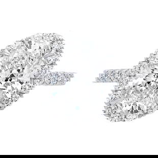 Rachel Koen 3.91Cts Oval Lab Grown Diamond Engagement Ring 18K White Gold IGI Certified: Rachel Koen 3.91Cts Oval Lab Grown Diamond Engagement Ring 18K White Gold IGI Certified This exquisite engagement ring features a stunning 3.91 carat oval cut lab-grown diamond, elegantly set in 18K w