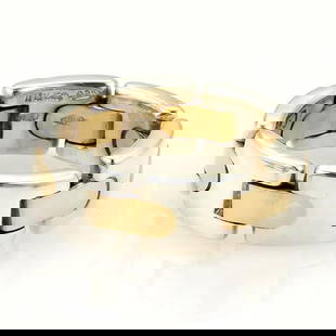 Tiffany & Co. 18k Gold Sterling Silver Flex Band Ring Size 6.25: Tiffany & Co. 18k Gold Sterling Silver Flex Band Ring Size 6.25 This exquisite band ring is an authentic piece from Tiffany & Co., beautifully crafted from sterling silver and 18k yellow gold. Its uni