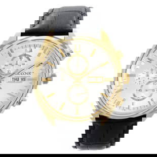 Bulova Surveyor 42mm Steel Quartz Chronograph Men's Watch 97C108 Gold Bezel Silver Dial: Bulova Surveyor 42mm Steel Quartz Chronograph Men's Watch 97C108 Gold Bezel Silver Dial Discover the Bulova Surveyor, a stylish men's wristwatch featuring a 42mm stainless steel case with a striking g