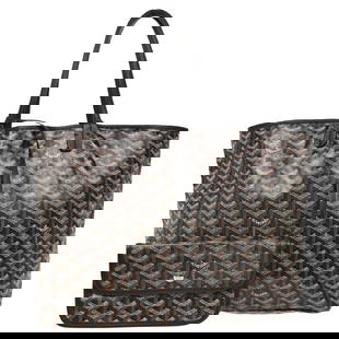 Goyard Black St. Louis PM Tote Handbag Coated Canvas AAS020179: Goyard Black St. Louis PM Tote Handbag Coated Canvas AAS020179 This Goyard Black St. Louis PM Tote Handbag is a stylish and versatile accessory perfect for casual occasions. Constructed from durable c