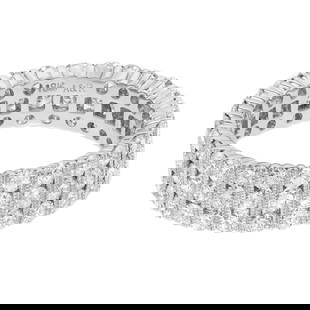 Rachel Koen 18K White Gold 3 Row Diamond Eternity Band 2.57ct Wedding Ring Size 7: Rachel Koen 18K White Gold 3 Row Diamond Eternity Band 2.57ct Wedding Ring Size 7 This stunning eternity band ring features three rows of brilliant round diamonds, totaling 2.57 carats, set in luxurio