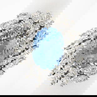 GIA Certified Ceylon Blue Sapphire Diamond Halo Ring in Platinum: GIA Certified Ceylon Blue Sapphire Diamond Halo Ring in Platinum Presenting an exquisite handmade halo ring, featuring a stunning natural Ceylon sapphire that showcases a rich blue color. This ring, c