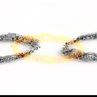 Tiffany & Co. 18k Yellow Gold Ruby Bracelet 1.40ct Fancy Link Design: Tiffany & Co. 18k Yellow Gold Ruby Bracelet 1.40ct Fancy Link Design This exquisite Tiffany & Co. bracelet showcases a captivating design crafted from 18k yellow gold with a polished finish. The brace