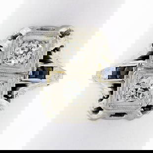 Antique Art Deco 18K White Gold .46ctw Diamond Sapphire Ring: Antique Art Deco 18K White Gold .46ctw Diamond Sapphire Ring This exquisite Antique Art Deco ring features a stunning combination of 18K white gold, .46ctw of natural diamonds, and vibrant sapphires.