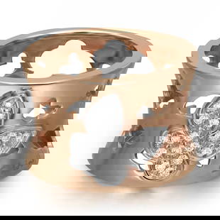 Salvini 18K Rose Gold Butterfly Cut Out Diamond Band Ring 0.15 ct Size 7.5: Salvini 18K Rose Gold Butterfly Cut Out Diamond Band Ring 0.15 ct Size 7.5 Discover the elegance of this Salvini Butterfly Cut Out Diamond Wide Band Ring, crafted from exquisite 18K rose gold and whit