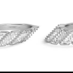 Rachel Koen 18K White Gold Emerald Cut Lab Grown Diamond Wedding Band 2.13Ctw: Rachel Koen 18K White Gold Emerald Cut Lab Grown Diamond Wedding Band 2.13Ctw This exquisite wedding band ring features a bezel set design adorned with lab-grown diamonds, showcasing a total carat wei