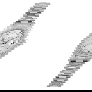 Rolex Datejust President 18K White Gold Diamond Dial Ladies Watch 26mm: Rolex Datejust President 18K White Gold Diamond Dial Ladies Watch 26mm This exquisite Rolex Datejust President wristwatch is crafted from 18K white gold and features a stunning silver diamond dial, ma