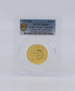 1995 China Gold Panda 50 Yuan 1/2 OZ Coin PCGS MS69: 1995 China Gold Panda 50 Yuan 1/2 OZ Coin PCGS MS69 This stunning 1995 50 Yuan 1/2 OZ Gold China Panda coin is certified by PCGS with a grade of MS69, ensuring its exceptional quality and detail. Craf