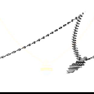 David Yurman Diamond Gem Pendant Necklace Sterling Silver 18k Yellow Gold: David Yurman Diamond Gem Pendant Necklace Sterling Silver 18k Yellow Gold This exquisite David Yurman pendant necklace showcases a beautiful combination of sterling silver and 18k yellow gold. The box