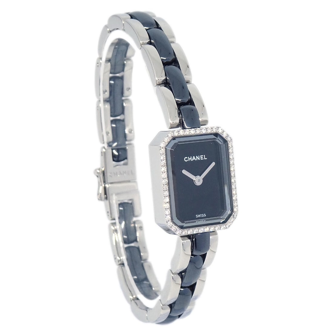 Chanel Premiere H2163 Quartz Watch Black Ceramic Silver Band: Chanel Premiere H2163 Quartz Watch Black Ceramic Silver Band The Chanel Premiere H2163 is a classic dress watch that combines elegance and luxury. This Swiss-made timepiece features a black stainless