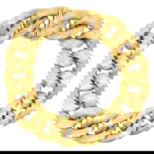 Harbor Diamonds Vintage 18K Yellow Gold Cuban Link Bracelet 41g: Harbor Diamonds Vintage 18K Yellow Gold Cuban Link Bracelet 41g This exquisite vintage bracelet showcases a stunning design crafted from 18 karat yellow gold with a brushed finish. Featuring 17 Cuban