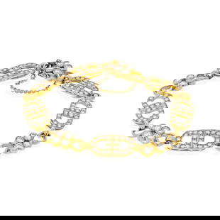 18K Yellow Gold 7 Carat Diamond Anchor Bracelet Estate Jewelry: 18K Yellow Gold 7 Carat Diamond Anchor Bracelet Estate Jewelry This exquisite 18K Yellow Gold diamond link anchor bracelet is a stunning piece that combines timeless design with exceptional quality. C
