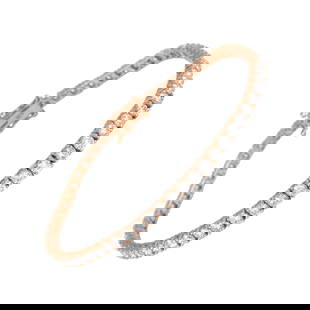 4.35ct Diamond Tennis Bracelet 14k Rose Gold: 4.35ct Diamond Tennis Bracelet 14k Rose Gold This exquisite 4.35ct diamond tennis bracelet is crafted from 14k rose gold, featuring a contemporary design that elevates any jewelry collection. The brac